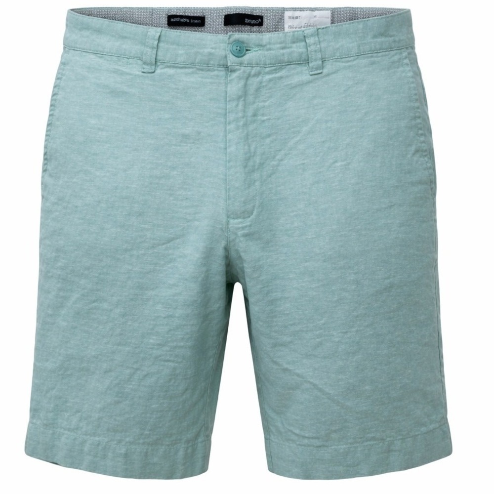 Bruno Shorts Mens 36 Washable Linen Flat Front Mint Green Solid Classic Fit